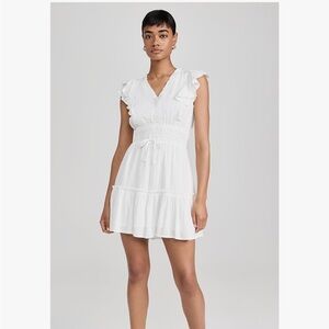 PAIGE Muriel White V-Neck Ruffle Dress Women’s Size 12 NEW $249